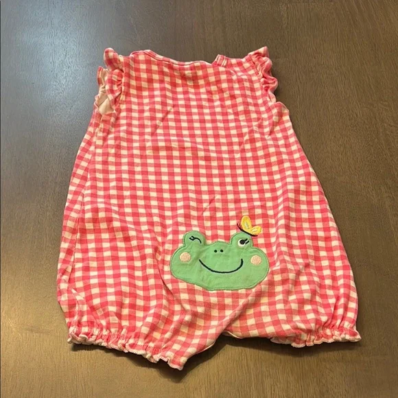Pink Gingham Baby Romper #466 - Picture 2 of 2